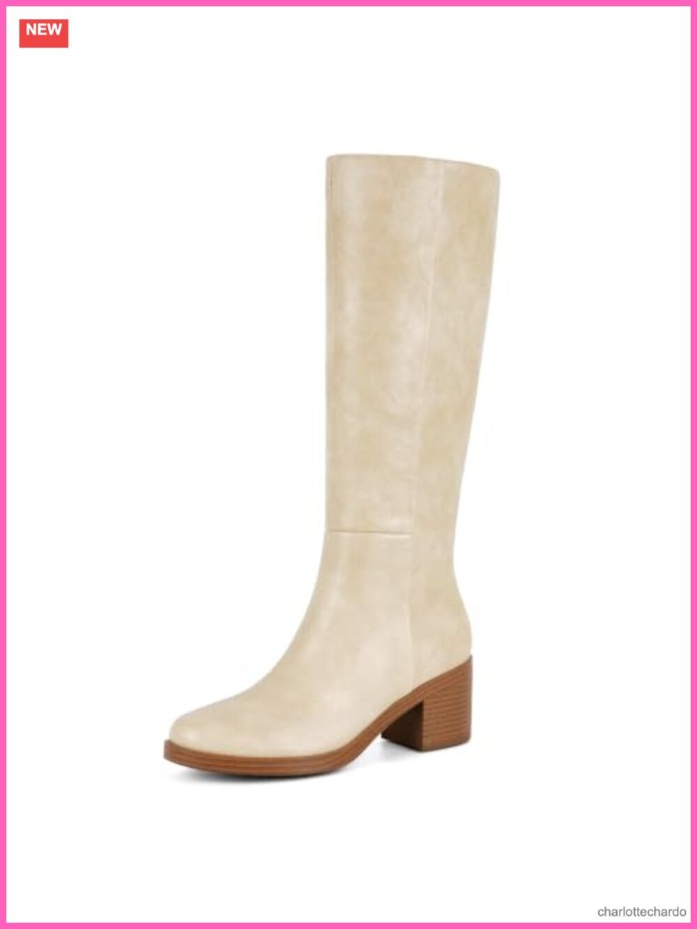 Women's Knee High Chunky Heel Boots Faux Leather Round Toe